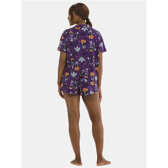 Halloween Women’s Printed Notched Top and Shorts Pajama Set from Way to - Picture 2 of 5